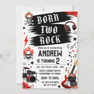 Invitación Personal Nacido Para Rock Cumpleaños