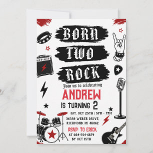 Invitación Personal Nacido Two Rock Cumpleaños