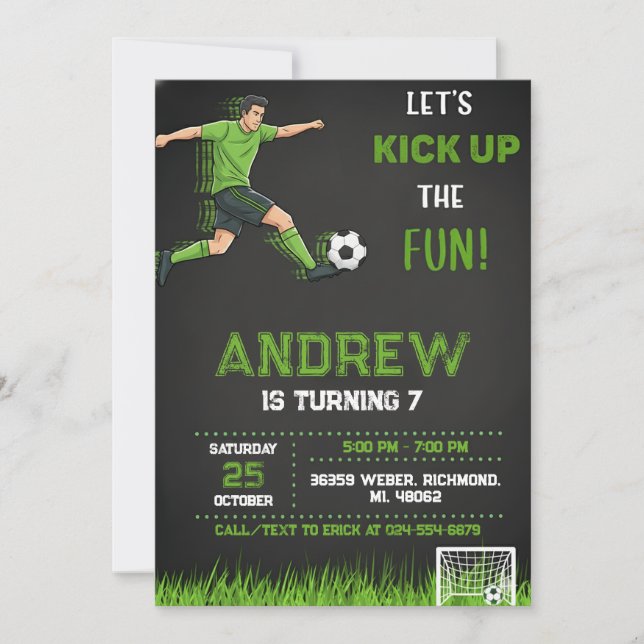 Invitación Personal Soccer Birthday Invitation (Anverso)