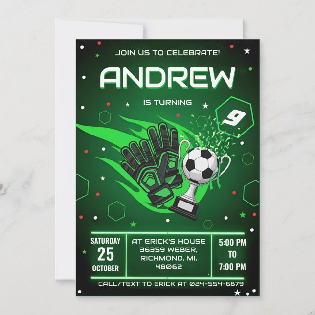 Invitación Personal Soccer Birthday Invitation (Anverso)