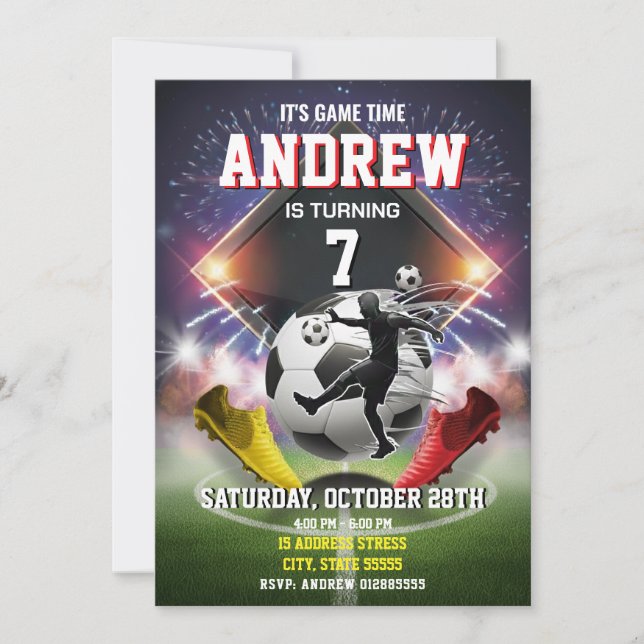 Invitación Personal Soccer Birthday Printable Invitation (Anverso)