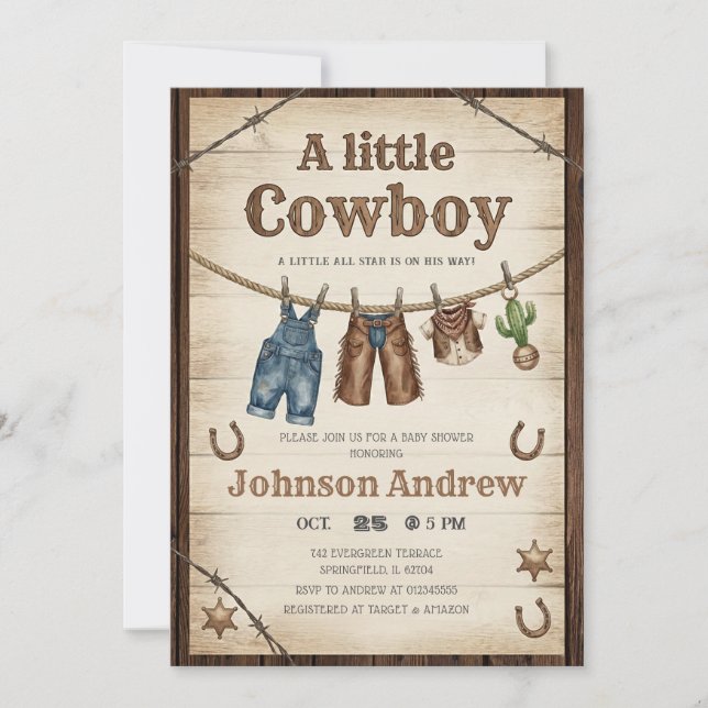 Invitación Personal Wild West Baby Shower  (Anverso)