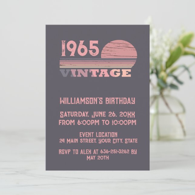 Invitación Personaliazada fiesta de sesenta años de antigüeda (Anverso de pie)