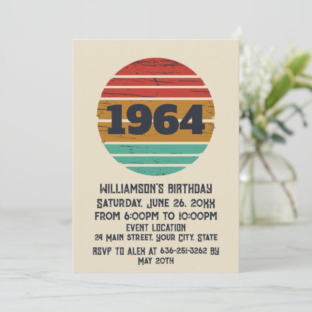 Invitación Personaliazada fiesta de sesenta años de antigüeda (Anverso de pie)