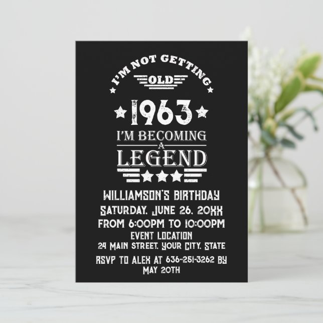 Invitación Personaliazada fiesta de sesenta años de antigüeda (Anverso de pie)