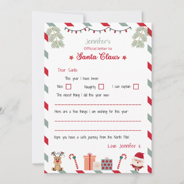 Invitación Personalised Official Letter to Santa North Pole (Anverso)