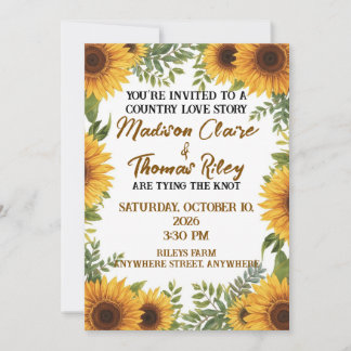 Invitación Personalised Sunflower Wedding Invitation | Rustic