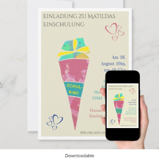 Invitación Personalisierbare Einladung zur Einschulung 2024