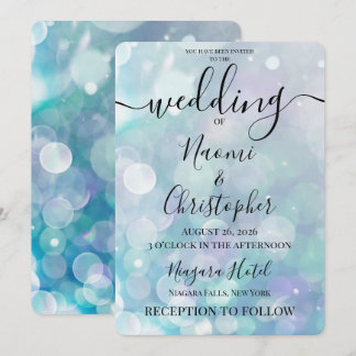 Invitación Personaliza: Boda Bokeh Cyan Turquesa