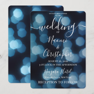 Invitación Personaliza: Boda Bokeh de Celebración Azul