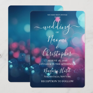 Invitación PERSONALIZA: Boda Bokeh Rosa Verde