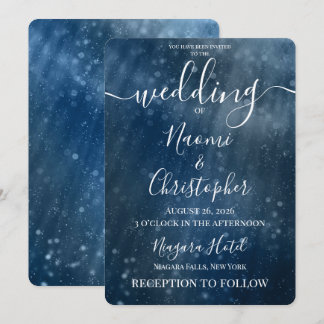 Invitación Personaliza: Boda con Bokeh de Mar Azul Profundo
