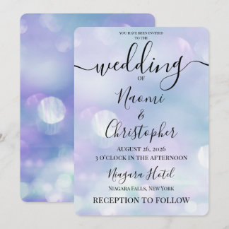 Invitación Personaliza: Boda con Bokeh Índigo Pálido Etéreo