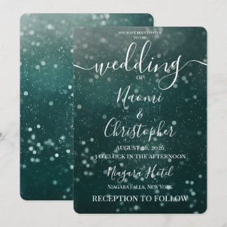 Invitación Personaliza: Boda con Bokeh Verde Bosque