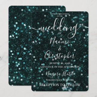 Invitación Personaliza: Boda con Brillo Esmeralda Verde