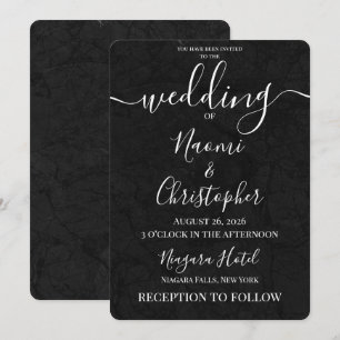 Invitación Personaliza: Boda con Textura de Piedra Negra Simp