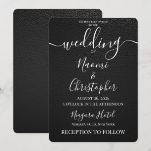Invitación Personaliza: Boda con Textura de Vinilo Negro Simp