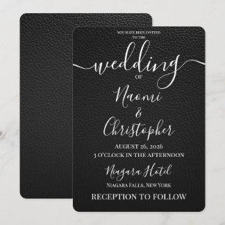 Invitación Personaliza: Boda con Textura de Vinilo Negro Simp