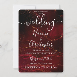 Invitación Personaliza: Boda con Tinta Alcohólica Roja Oscura