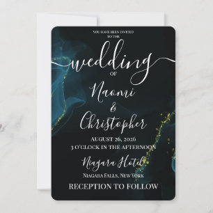 Invitación Personaliza: Boda de Tinta Alcohólica Negra Turque