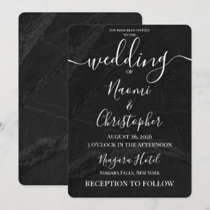 Invitación Personaliza: Boda Textura de Mármol Negro Simple