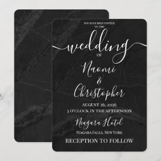 Invitación Personaliza: Boda Textura de Mármol Negro Simple