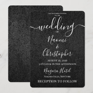 Invitación Personaliza: Boda Textura Grunge Gris Negro