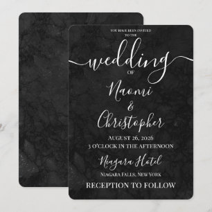 Invitación Personaliza: Boda Textura Grunge Oscura Negra