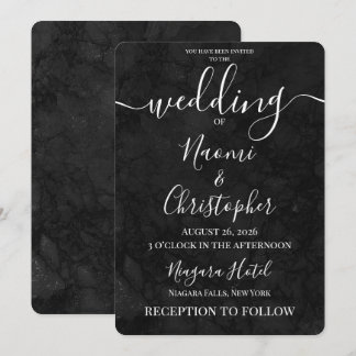 Invitación Personaliza: Boda Textura Grunge Oscura Negra