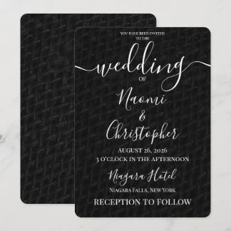 Invitación Personaliza: Boda Textura Grunge Tejido Negro