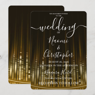 Invitación Personaliza: Bodas de Líneas Art Déco en Oro