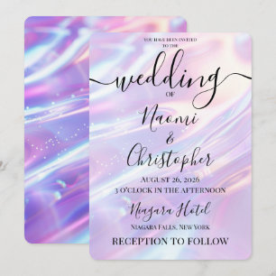 Invitación Personaliza: Bodas de Olas Sedosas Rosa Irisado