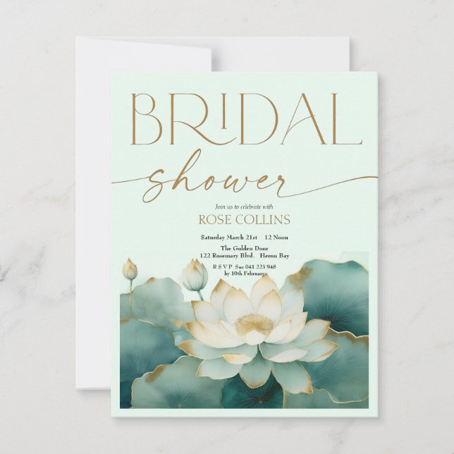 Invitación Personaliza Bridal Shower Lotus gold (Anverso)