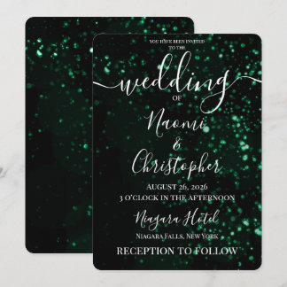 Invitación Personaliza: Chispas Verdes Boda Negra