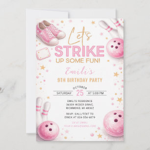 Invitación Personaliza Cumpleaños de Bolos Rosa