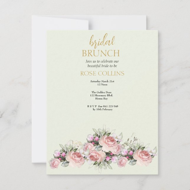 Invitación Personaliza el ramo de Brunch Rose de novia (Anverso)