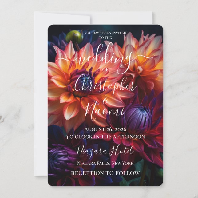 Invitación PERSONALIZA: Hermosas Flores Vibrantes (Anverso)