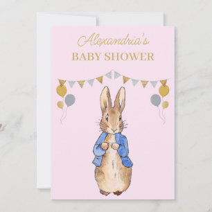 Invitación Personaliza la ducha de bebé conejo clásico