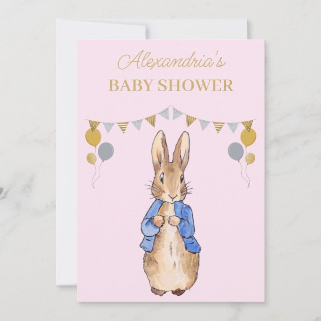 Invitación Personaliza la ducha de bebé conejo clásico (Anverso)