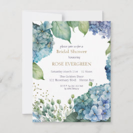 Invitación Personaliza la ducha nupcial con hortensias azules