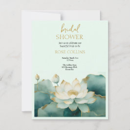 Invitación Personaliza la ducha nupcial loto dorado