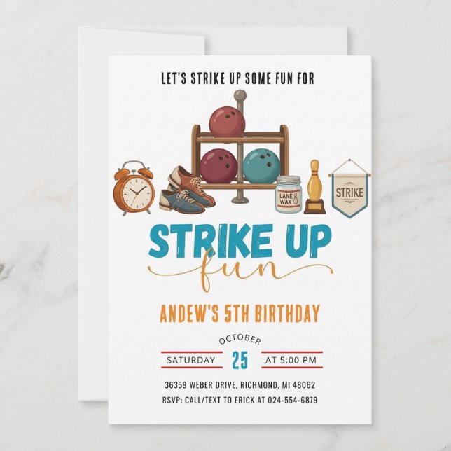 Invitación Personaliza la fiesta de cumpleaños de bolos para  (Anverso)