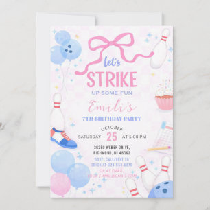 Invitación Personaliza la fiesta de cumpleaños de Bowling Pin