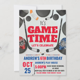 Invitación Personaliza la fiesta de cumpleaños de hockey digi