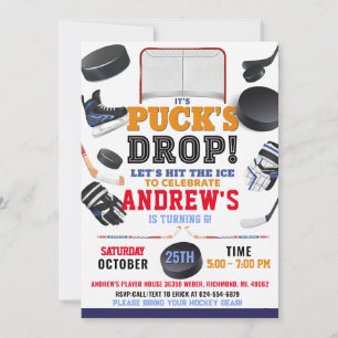 Invitación Personaliza la fiesta de cumpleaños de hockey digi