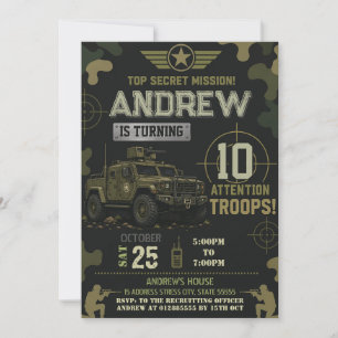 Invitación Personaliza la fiesta de cumpleaños del ejército