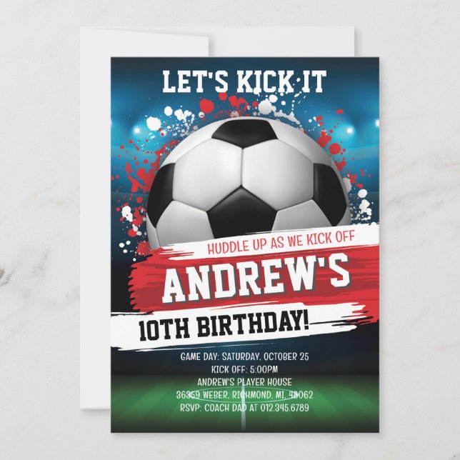 Invitación Personaliza la fiesta de cumpleaños del fútbol (Anverso)