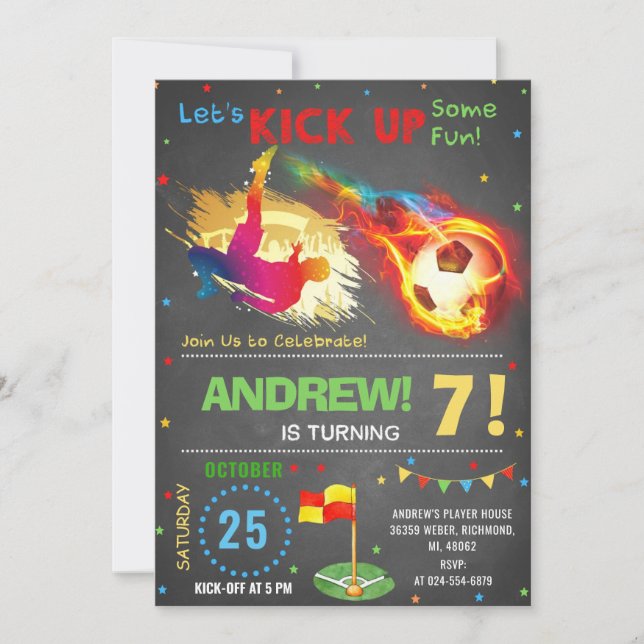 Invitación Personaliza la fiesta de cumpleaños del fútbol dig (Anverso)