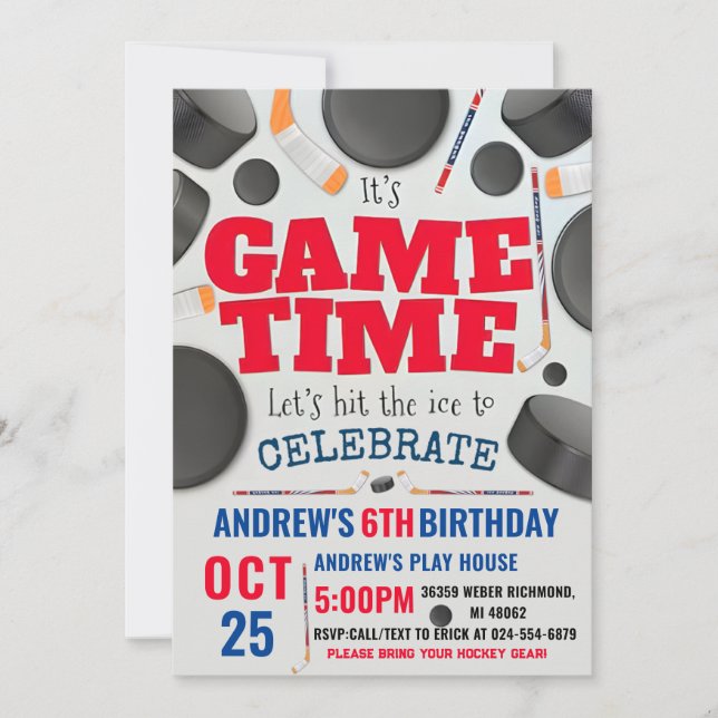 Invitación Personaliza la fiesta de cumpleaños del hockey dig (Anverso)