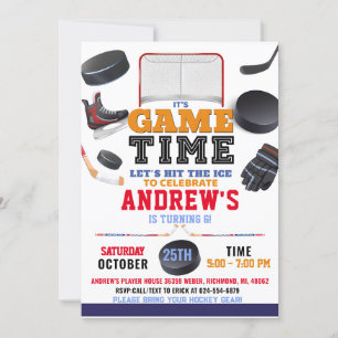 Invitación Personaliza la fiesta de cumpleaños del hockey dig